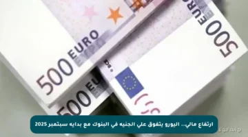 ارتفاع مالي.. اليورو يتفوق على الجنيه في البنوك مع بداية سبتمبر 2025